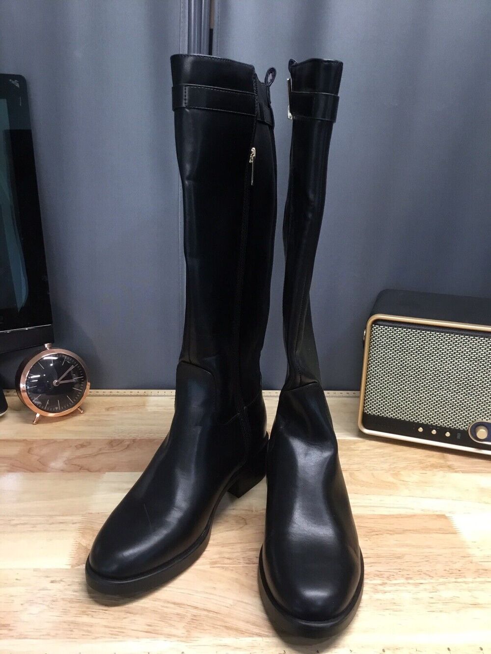 Tommy Hilfiger Women's Black Iviann High Shaft Riding Boots Shoes Size 8.5M
